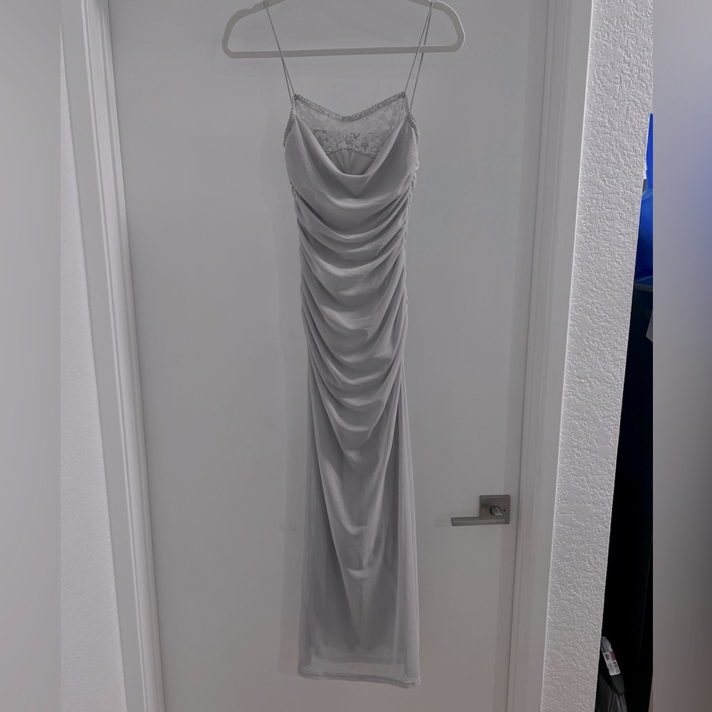 Beautiful light, faux corset maxi,
